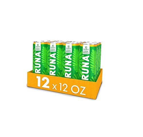 RUNA Organic Clean Energy Drink by, Mango Tango, Refreshing Tea Taste, 10 Calories, Powerful Natural Caffeine, Healthy Energy & Focus, No Crash or Jitters, 12 Oz, Sweetened Mango, 144 Fl Oz, (Pack of 12)