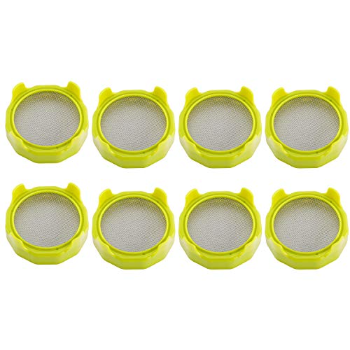 Artilife 8Pack Sprouting Lids with Stainless Steel Screen for Wide Mouth Mason Jars, Sprouting Strainer Lid for Canning Jars, Suit for Growing Bean Sprouts, Alfalfa, Salad Sprouts etc (8)