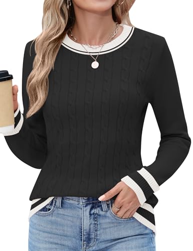 Women’s Fall Sweaters Long Sleeve Crew Neck Business Casual Lightweight Sweater Tops Trendy Fashion Clothes 2025