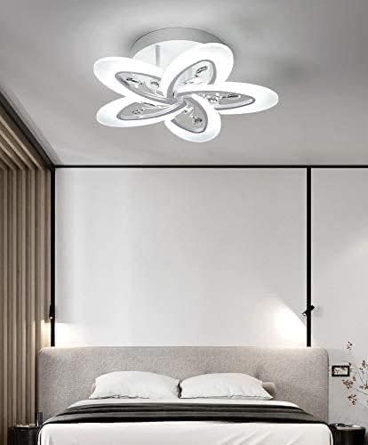 Image of White Crystal LED Chandelier (5 Petal Tricolor) with Remote Control