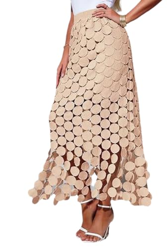 Women Summer Midi Skirt 3D Polka Dot Tassel Midi Skirt Casual Going Out Outfits