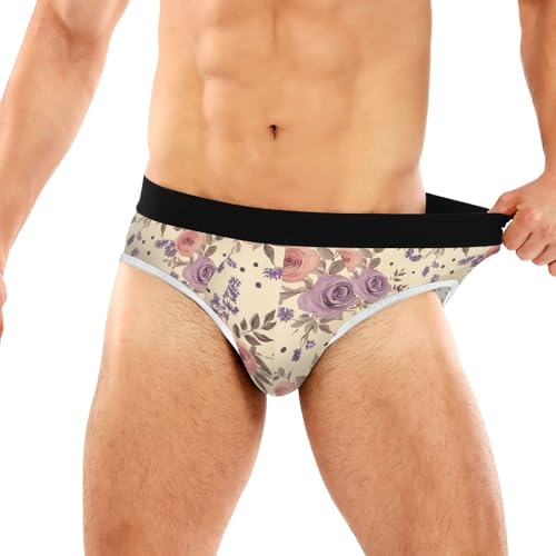 Classic Men's Underwear Briefs Retro Rose Flower Wildflower Breathable and Soft Comfort Triangle Underwear Men3