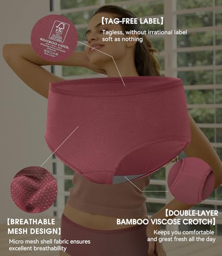 Image of BAMBOO COOL Womens Underwear Breathable Mesh Moisture-Wicking Briefs, Soft & Lightweight Panties