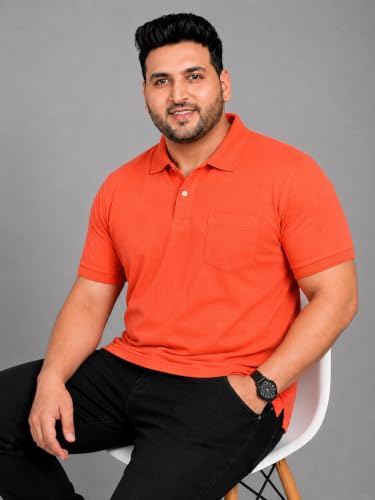 Image of INKKR Plus Size Solid Men's Polo Neck T-Shirt