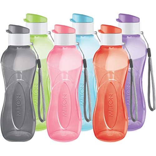 MILTON Water Bottle Kids Reusable Leakproof 12 Oz Plastic Wide Mouth Large Big Drink Bottle BPA & Leak Free with Handle Strap Carrier for Cycling Camping Hiking Gym Yoga