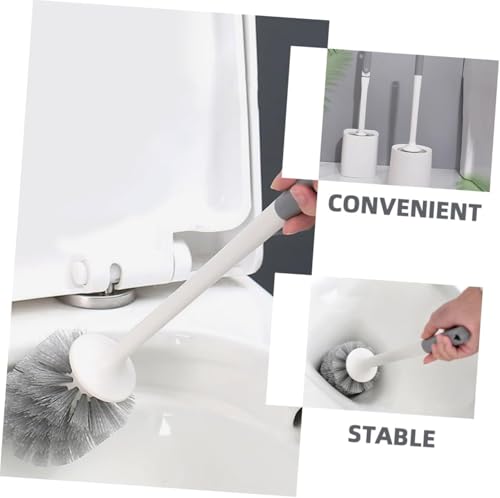Image of Clyton Toilet Cleaning Brush And Holder Set Free Stand Long Handle Bathroom Sleek Toilet Bowl Cleaner Brush With Stand, Pot Commode Bathroom Cleaning Scrubber Brushes Plastic Bristles Toilet Brush