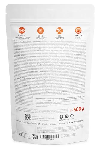 Créatine Monohydrate Poudre 500g - créatine monohydrate pure de qualité micronisée - haut dosage efficace, optimal pour l‘entraînement de force, 100% végétalien, réserve pour 146 jours – Image 7