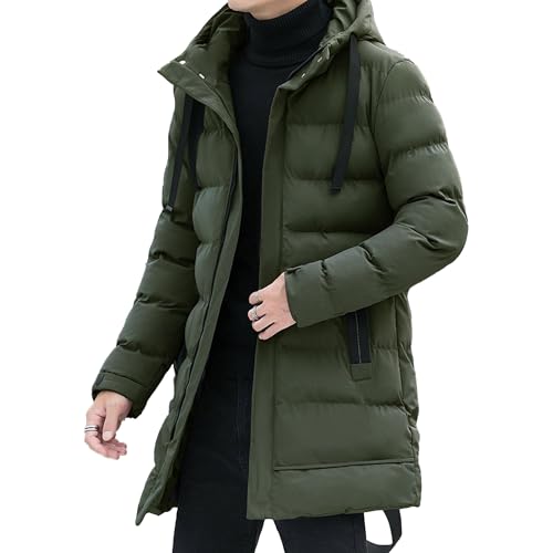 Veste d'hiver mi-longue homme chaude doudoune matelassée à capuche