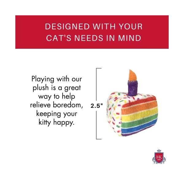 Huxley & kent cat toy | funfetti cake | birthday strong catnip filled cat toy | soft plush kitty toy with catnip and crinkle | kittybelles - image 4