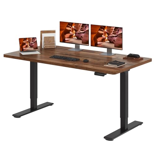 Image of Dual Motor Standing Desk, Large Stand Up Desks, 71x31 Inches Electric Sit Stand Desks, 4 Memory Preset Adjustable Height Computer Table for Home Office with Splice Board (Brown)