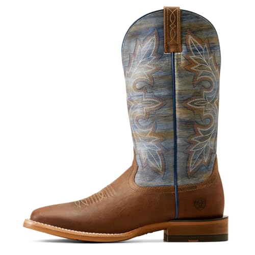 Ariat Mens Standout Embroidered Square Toe Pull On Casual Boots Mid Calf - Blue, Brown2