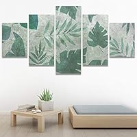 SIGNWIN 5 Panel Canvas Wall Art Modern Art Decorative Elements Fun Illustrations Leaves Multicolor Patterns for Home Decorations Ready to Hang - 60