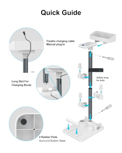 Image of Generic Vacuum Stand, Compatible with Bissell Dreame Dyson Eureka Shark More Cordless Stick Vacuums, Universal Standing Dock Station Organizer, Adjustable Tubes (White)