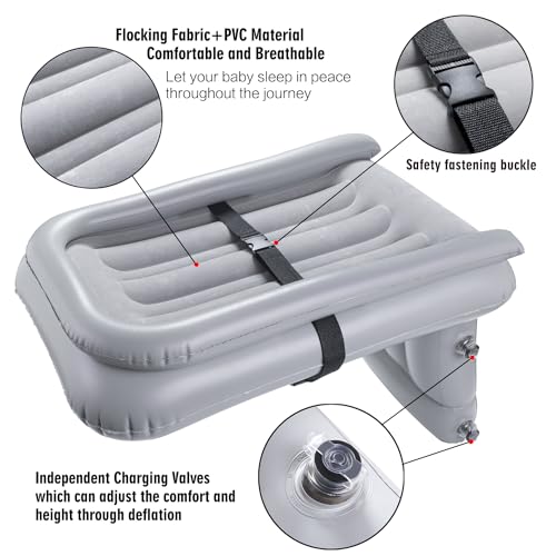 Inflatable Toddler Travel Bed - Airplane Bed for Kids, Airplane Seat Extender for Kids - Plane Bed for Toddler Baby Air Mattress, Toddler Blow Up Bed with Sides Pump and Belt, Kids Aero Bed - Image 6