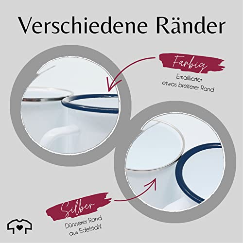 Emaille Becher Blechbecher - zum - Glück ist einen Papa wie Dich zu haben I Papa Geschenk Vatertag - 300 ml - Weiß Blau - tasse vatertagsgeschenk vater es tassen für vatertagsgeschenke als