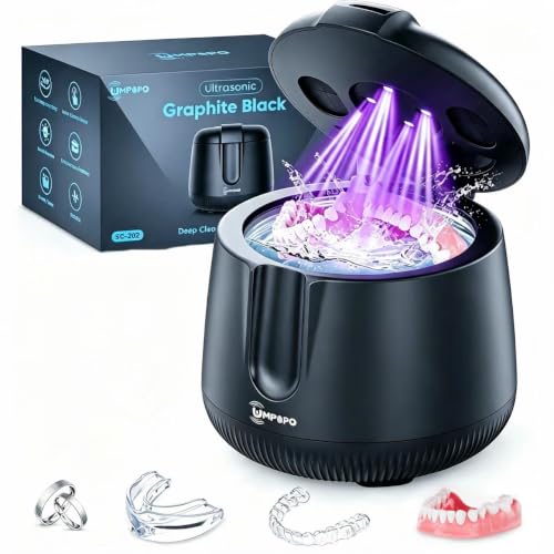 Image of Ultrasonic Retainer Cleaner Machine 48kHz, Dental Ultrasonic Care Cleaner | Ultrasonic Retainer Cleaner for Dentures, Aligners, Mouth Guards, Toothbrush Heads and Jewelry with 200ML Capacity