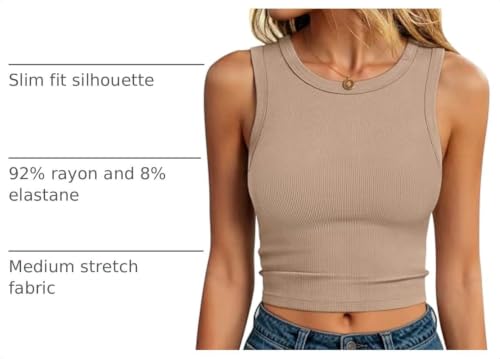 Image of ANRABESS Women's Crop Tank Tops High Neck Sleeveless Ribbed Fitted Shirts