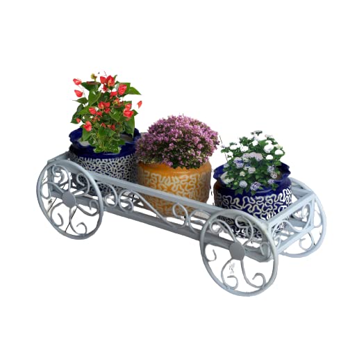 NATIONAL INDUSTRIES Style Iron Metal Garden Cart Planter Stand Flower Pot Plant Holder Corner Display Rack Shelf Without Pots for Balcony, Home Indoor and Outdoor Decoration (B0C6GWH6BF) Amazon Price History, Amazon Price Tracker