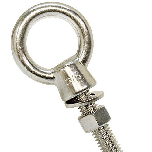 Generic CAB-T6SHEB38-12FT Wll 1,050 Pounds 3/8 Inch X 12 Inch Fully Threaded Marine Stainless Steel Turned Eye Bolt Nut Washer thumb #1