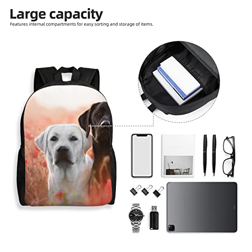 Sac à dos imprimé labrador blanc imperméable et léger noir, taille unique - 6