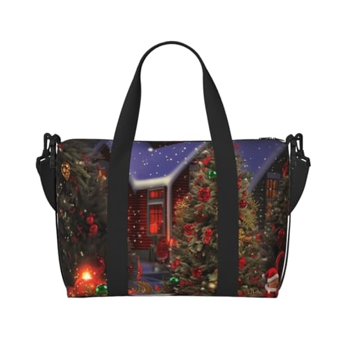 Travel Duffel Bag for Women, Large Shoulder Weekender Overnight Bag, Sport Gym Bag for Men, Carry On Tote Bags, Christmas Cheer Luggage Bag for Travel Essentials