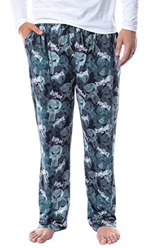 Marvel Mens' The Punisher Skull Icon Tossed Print Sleep Pajama Pants