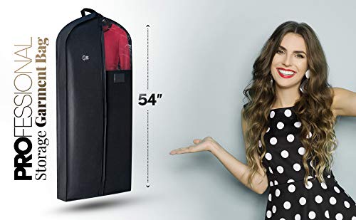 Luxury Storage Garment Bag for Long Women Dress, Long Men Suit, Formal and Evening Gown | 54 Inch + 5 Inch Gusset | Deluxe, Sturdy, Hanging, Breathable, Foldable Clothes Cover, Dust Protector - Thumbnail 5
