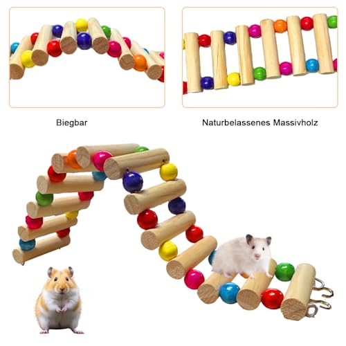 Biegsame Holz-Kletterleiter Mit Bunten Perlen - Vielseitige Hamster Brücke Als Kletter- Und Kau-Spielzeug, Flexibles Hamster Zubehör Und Praktisches Vogelspielzeug Für Kleintiere