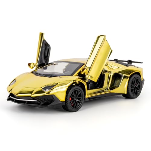 Lamborghini LP750 Spielzeugauto im Maßstab 1:32 Druckgussmodell mit Sound- und Lichteffekten und Pull-Back-Funktion strapazierfähiges Kleinkindspielzeug geeignet für Kinder ab 3 Jahren Gold