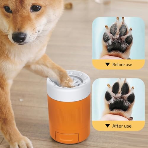 SUWIAKLALL Copo de lavagem de patas de animais de estimação portátil com escova macia, limpo e duráv