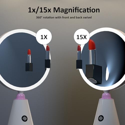 Miroir de maquillage grossissant LED CFX 15x miroir lumineux de table - 6