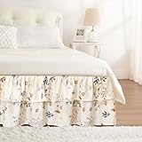 RIMELA Ruffle Bed Skirt Balloon Flower Floral Queen 15 Inch Drop, Elastic Wrap Around Bed Skirting Queen Size, Easy to Install Dust Ruffle, Machine Washable Soft Fabric, Multi Ruffle Bedskirt