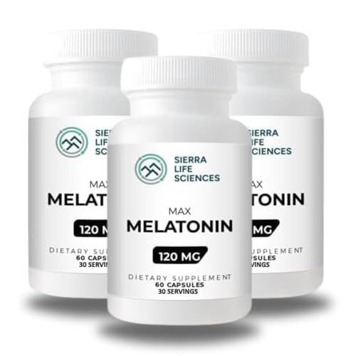 SIERRA LIFE SCIENCES - 120 mg High Dosage Melatonin Max in Easy-to-Swallow Capsules - 30 Servings (Pack of 3)