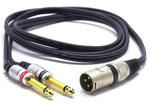 VITALCO XLR Male to 2x 6.3 mm TS Jack Cable, Microphone Cable, 3-Pin to Mono Jack Plug Audio Adaptor, 1.5 m - Image 2