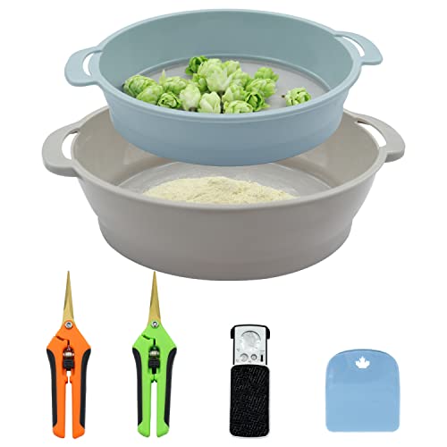 LAWNFUL Trimming Tray KIT: Trimming Tray with Screen + Curved & Straight Blade Trim Scissors + Illuminated Loupe, Sturdy Trim Bin