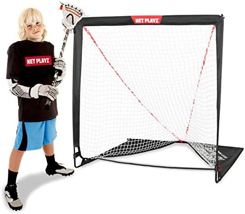 NET PLAYZ Kids Lacrosse Goal - Backyard Training, Practice & Exercise | Portable Lacrosse Net, Equipment & Gear, NOH445402020, Black