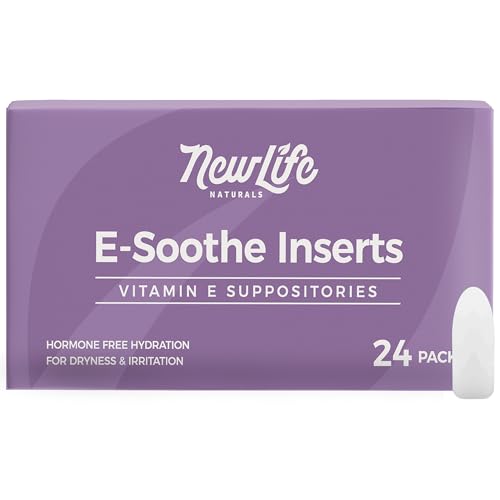 NewLife Naturals Vitamin E Suppositories 38IU ESoothe- Vaginal Dryness Irritation Menopause Atrophy Relief - All Natural Estrogen Free Feminine Care - 24 Inserts