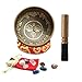 Campana tibetana per meditazione 7 Metalli (9cm) - Fatta a mano in Nepal - Campana Tibetana con Accessori(Cuscino, Pietra di cristallo, Bastoncino)-Favorisce la Serenità, la Guarigione dei Chakra