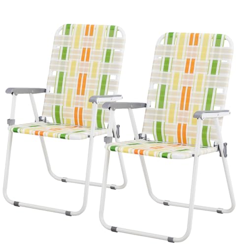 Vasitelan Patio Lawn Chairs Folding Chairs Set of 2, Webbed...