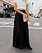 utcoco Women's Elegant Maxi Skirt High Waisted Pleated Chiffon Long Skirts for Women (Medium, Black)