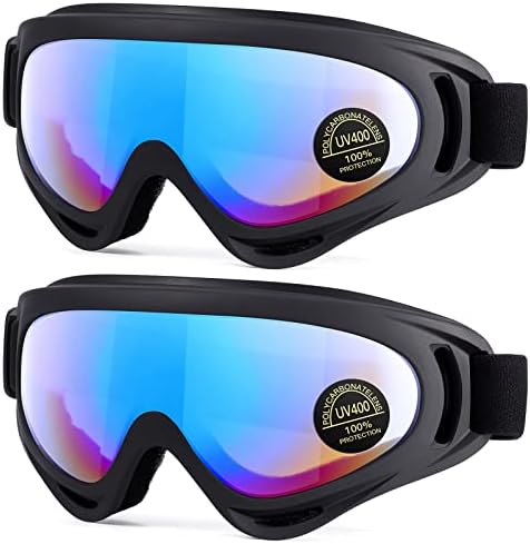 MAMBAOUT Kids Motorcycle Goggles, 2-Pack Dirt Bike Goggles for Child - Boys or Girls ATV, Off-Road Racing