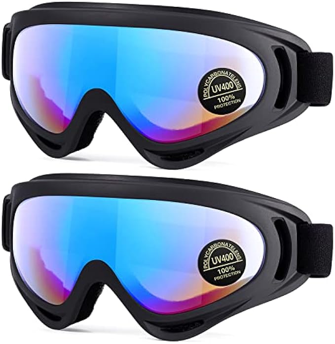 MAMBAOUT Kids Motorcycle Goggles, 2-Pack Dirt Bike Goggles for Child, ATV Off-Road Racing Goggles for Boys Girls