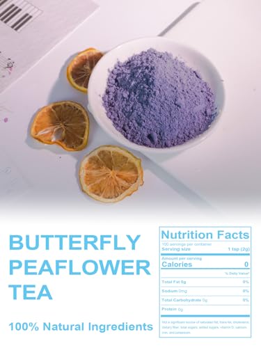 Image of TeeLux Butterfly Pea Flower Powder, Natural Blue Butterfly Pea Powder, 7oz | Naturally Creates Vibrant Blue to Purple Color, Mild Taste, Caffeine Free, Great for Drinks, Desserts & Creative Recipes