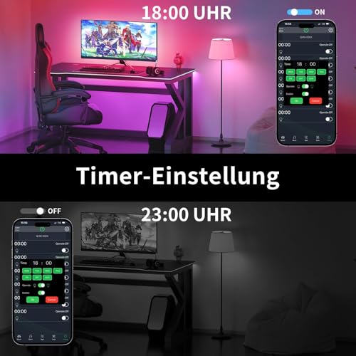 BATHEBRIGHT Led Strip 10m RGB LED Streifen mit Fernbedienung Bluetooth Musik Sync Timer-Einstellung Dimmbar Farbwechsel Led Lichterkette Lichtband Leiste Band für Zuhause Party