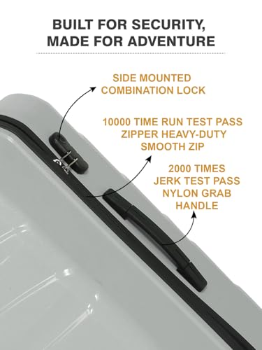 Image of Teakwood Medium Check in Size 8 Wheels Trolley Bag, Hard Cabin with Zipper Closure, Adjustable Push Button & TSA Lock System 360 Degree (Medium, Silver)
