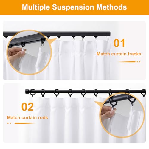 Image of hoeflife Room Divider Curtains Blackout Floor to Ceiling Curtain with Hook Wall Mount Sliding Door Curtains Ceiling Mount Extra Wide Curtain Wall Divider for Room Separation(Greyish White,W100xH84in)