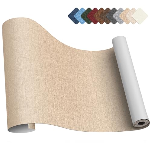 補修テープ 布 40 x 200cm リネン製 補修布シート ソファ 補修シート リネンパッチテープキット、椅子、枕、カーテン用ファブリックパッチテープ 濃い米色