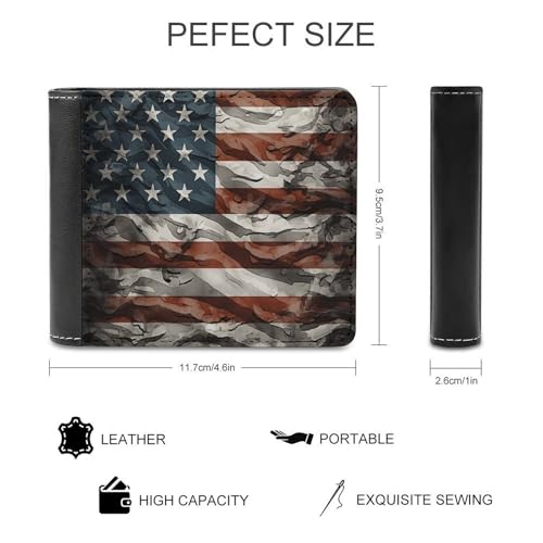 Men's Leather Wallet Bifold Wallet for Men American Camouflage Slim Wallet with Multiple Card Classic Passcase Mens Card Holder2