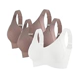 Reggiseno sportivo da donna, con push-up, taglie forti, classico, per yoga, confortevole da braccia, per tutti i giorni, senza ferretto, sexy, scollo a V, A100, beige, XX-Large