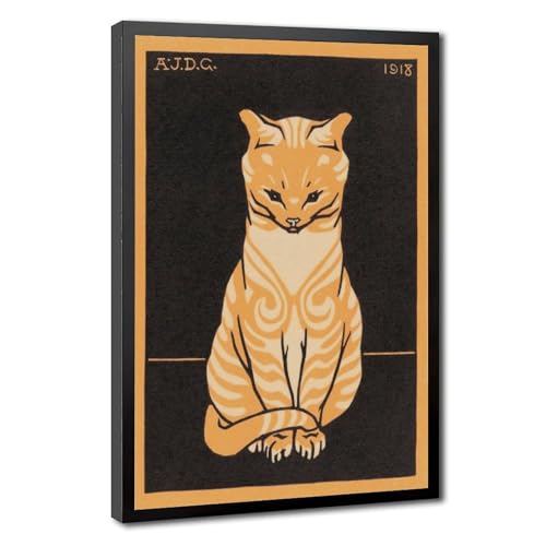 Impression toile chat assis Julie De Graag 1918 art mural encadré 61x91,4 cm